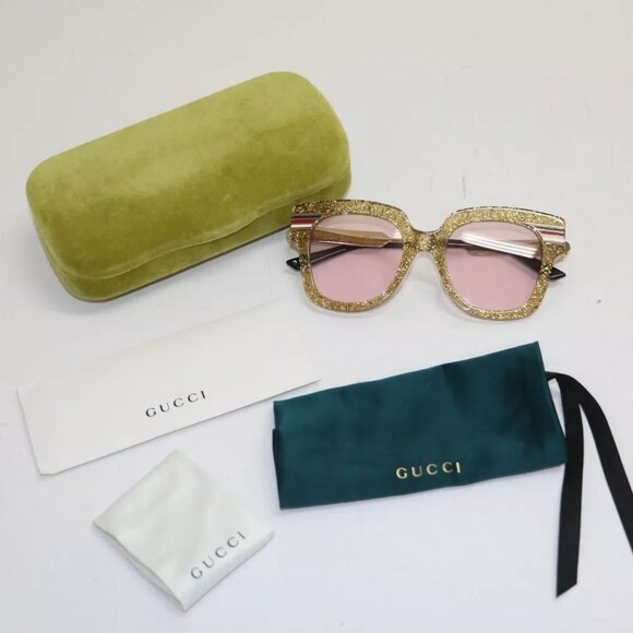 Gucci GG0281SA Women's Gold Square Sunglasses Shades 51/21/150 - Picture 1 of 15